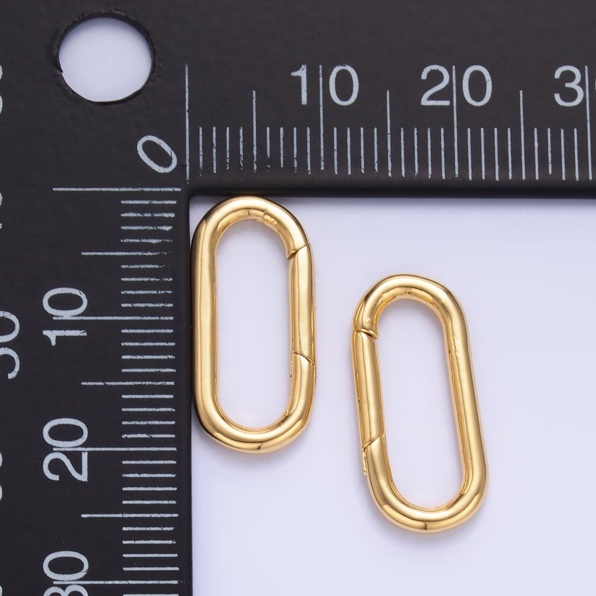 24K Gold Filled 20mm Minimalist Oblong Pull Gate Findings | Z1044 - DLUXCA