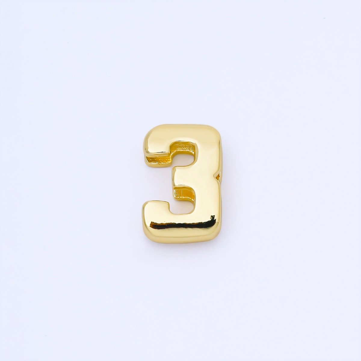 24K Gold Filled 20mm Minimalist Sport Number 0 - 9 Numerology Bead in Silver & Gold | B489 - B850 - DLUXCA