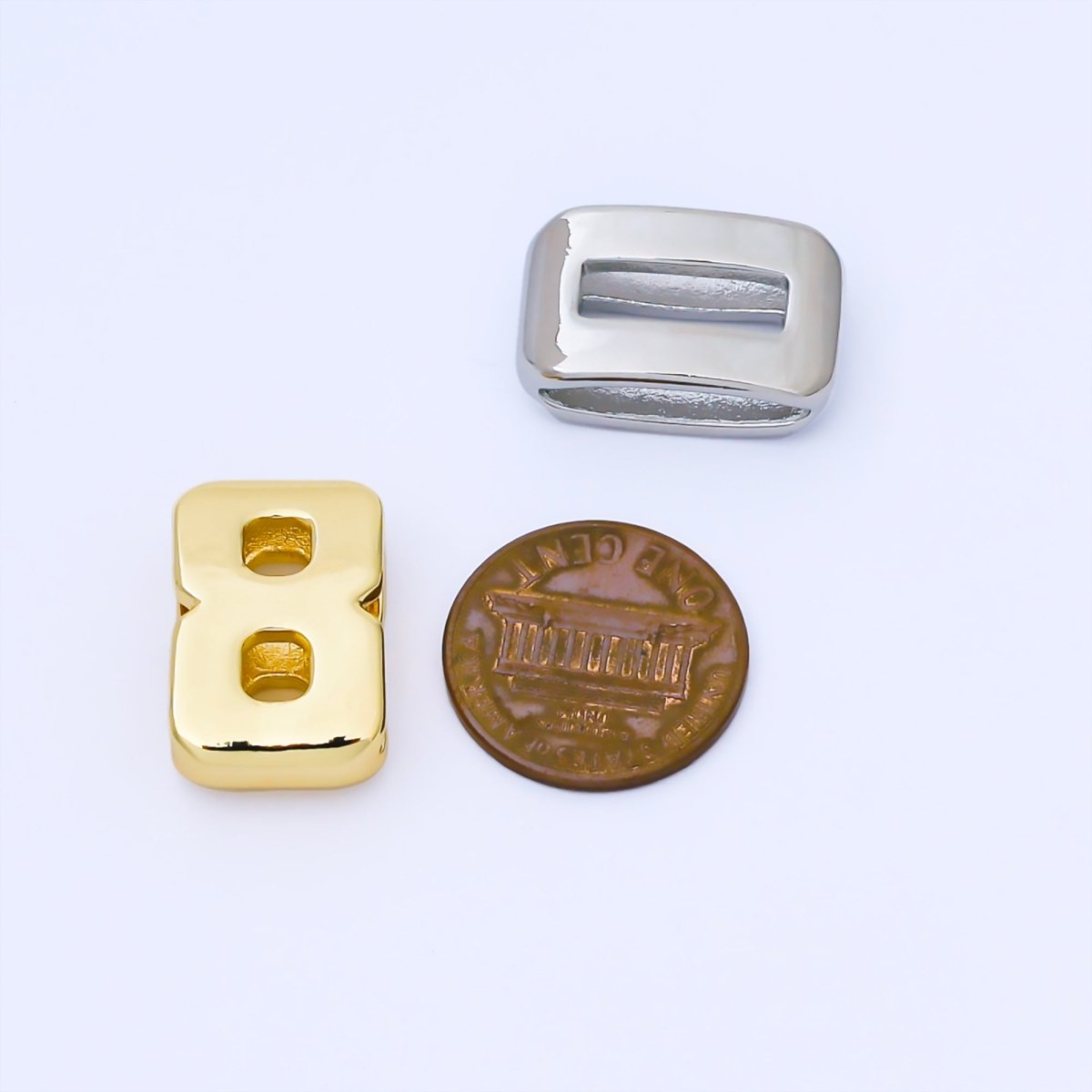 24K Gold Filled 20mm Minimalist Sport Number 0 - 9 Numerology Bead in Silver & Gold | B489 - B850 - DLUXCA