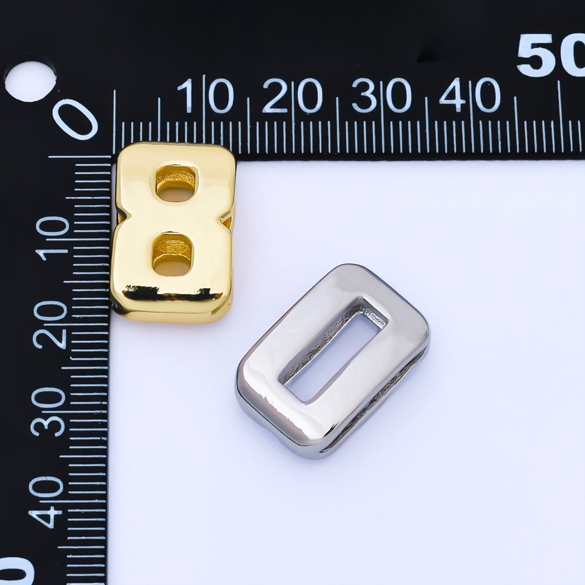 24K Gold Filled 20mm Minimalist Sport Number 0 - 9 Numerology Bead in Silver & Gold | B489 - B850 - DLUXCA