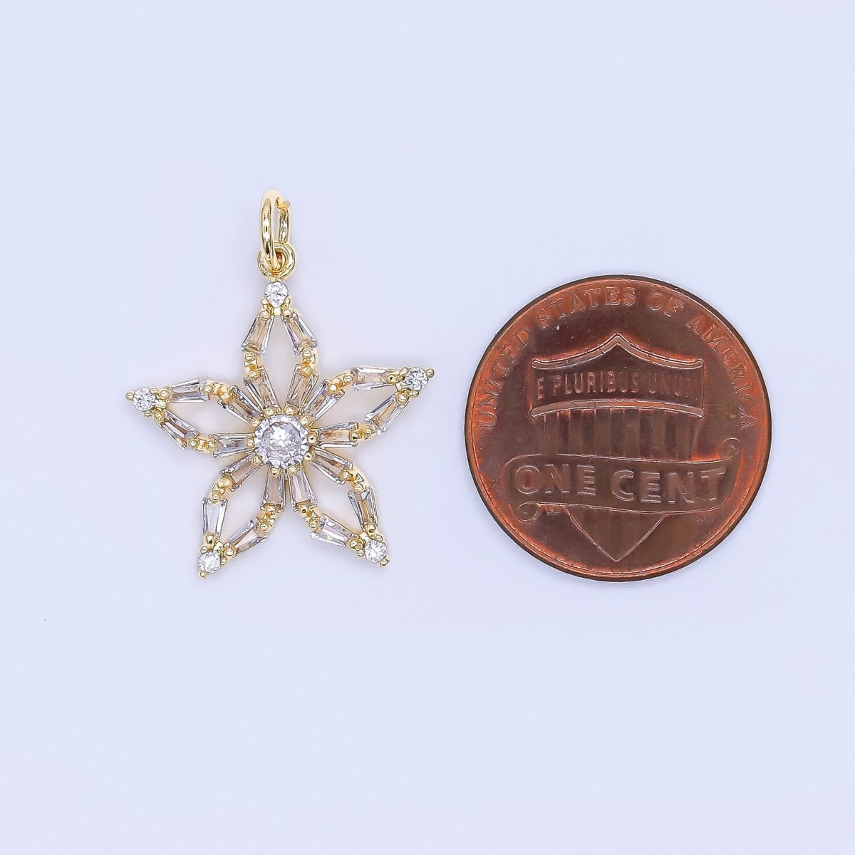 24K Gold Filled 20mm Mixed - Cut CZ Tiny Celestial Star Charm | AJ509 - DLUXCA