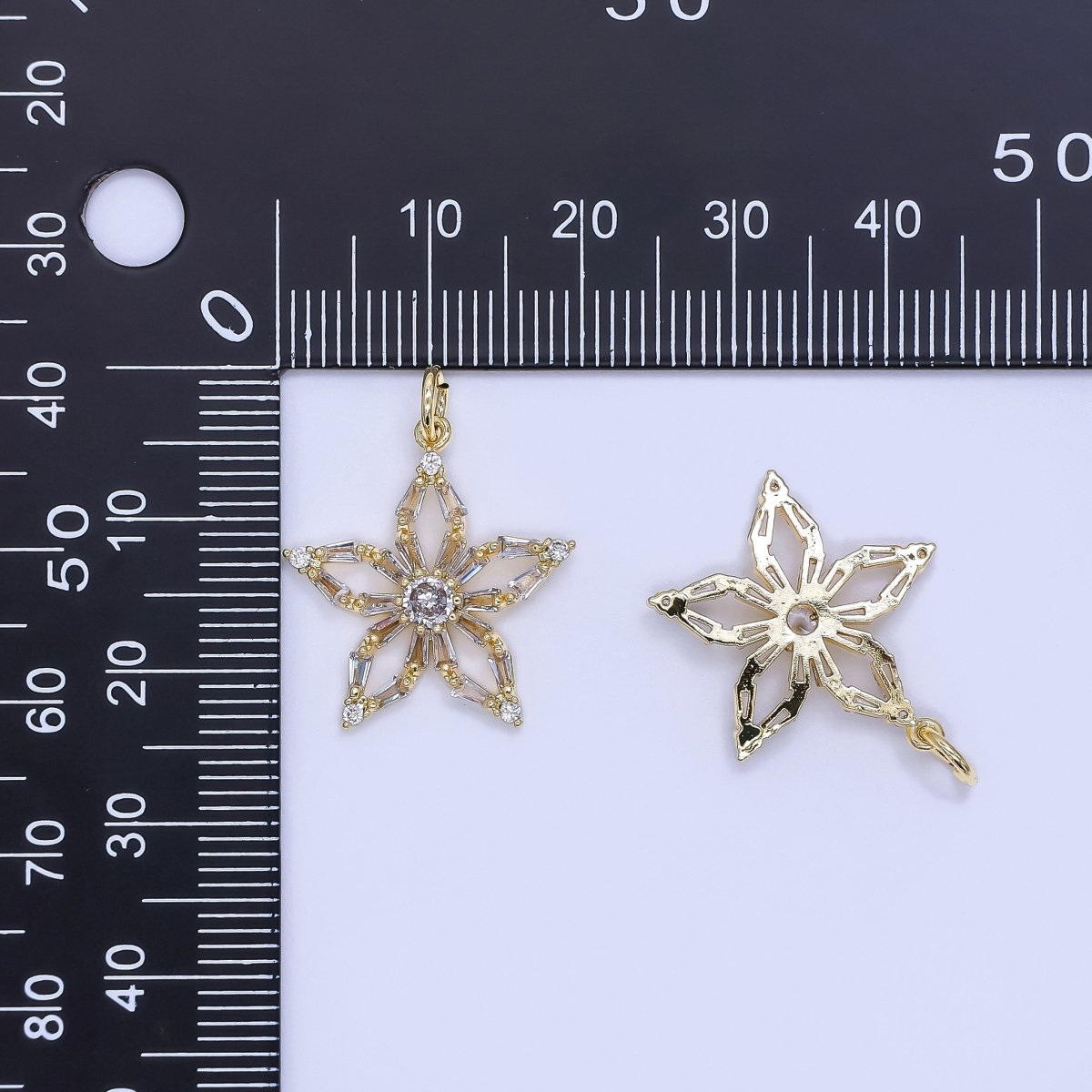 24K Gold Filled 20mm Mixed - Cut CZ Tiny Celestial Star Charm | AJ509 - DLUXCA