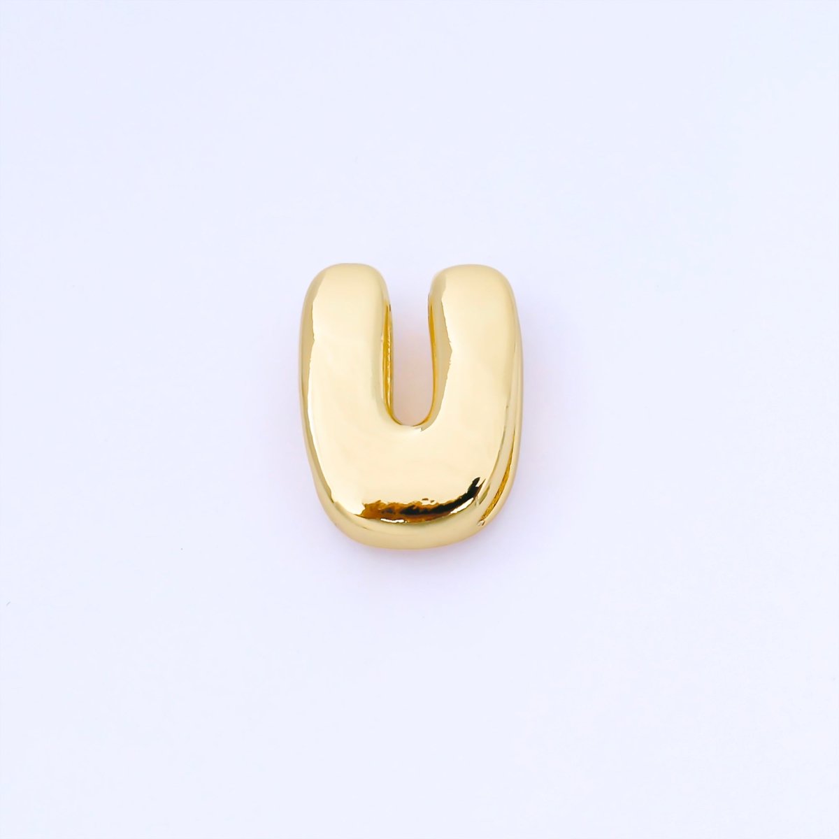 24K Gold Filled 20mm Personalized Cord Chubby Bubble Initial Letter Alphabet Bead | AF105 - AF117 - DLUXCA