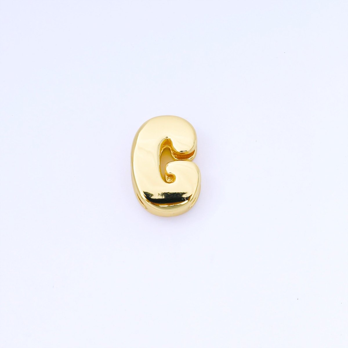 24K Gold Filled 20mm Personalized Cord Chubby Bubble Initial Letter Alphabet Bead | AF105 - AF117 - DLUXCA