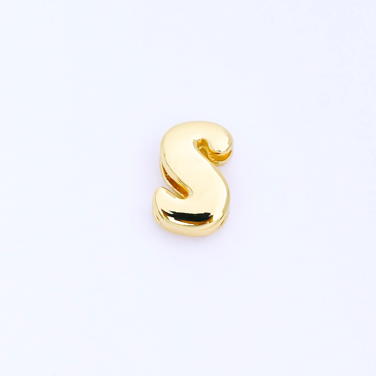 24K Gold Filled 20mm Personalized Cord Chubby Bubble Initial Letter Alphabet Bead | AF105 - AF117 - DLUXCA