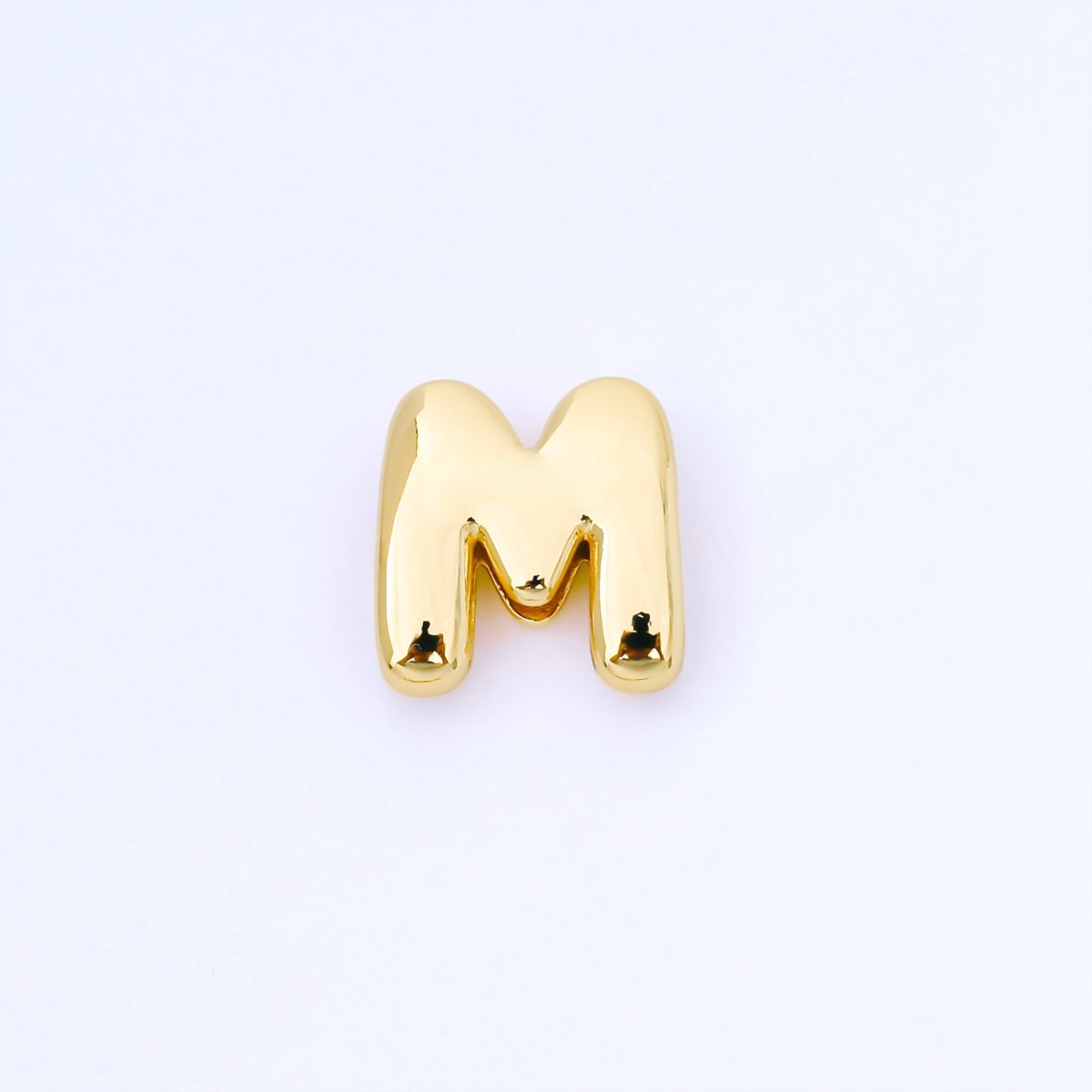 24K Gold Filled 20mm Personalized Cord Chubby Bubble Initial Letter Alphabet Bead | AF105 - AF117 - DLUXCA