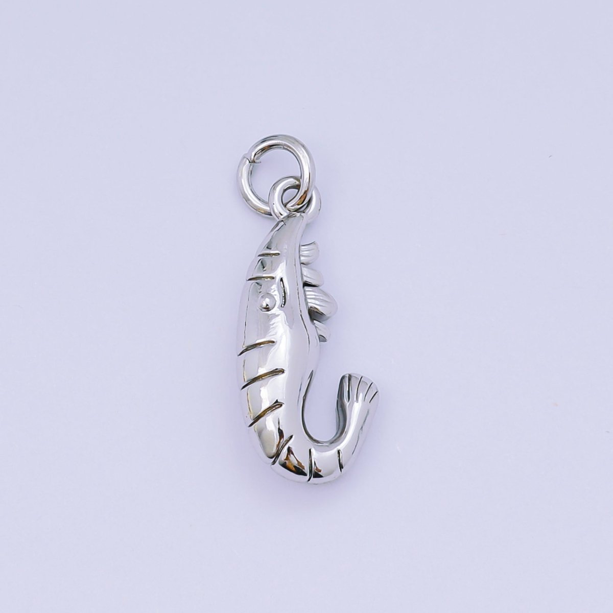 24K Gold Filled 20mm Shrimp Animal Charm in Gold & Silver | AJ - 484 - DLUXCA