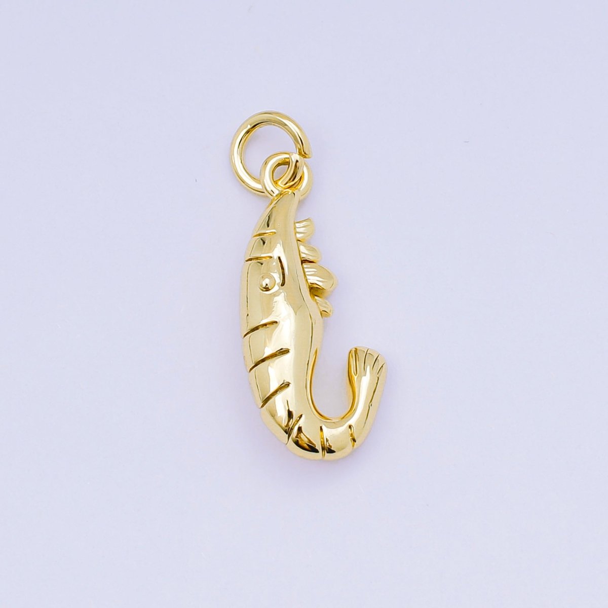 24K Gold Filled 20mm Shrimp Animal Charm in Gold & Silver | AJ - 484 - DLUXCA
