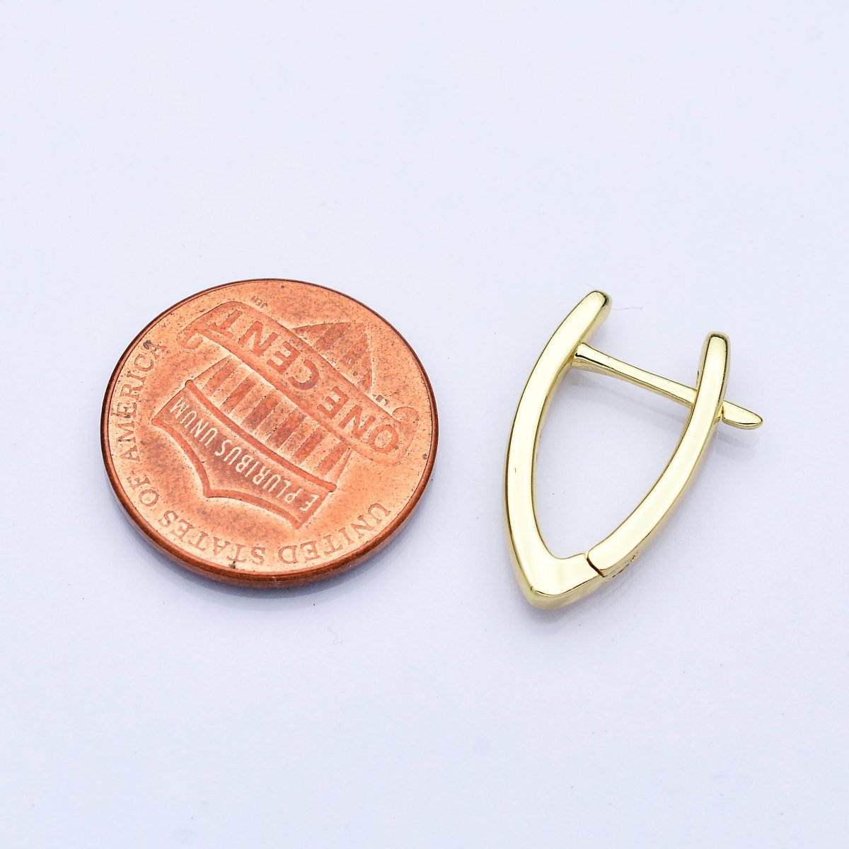 24K Gold Filled 20mm Triangle Minimalist English Hoop Earrings | AB1653 - DLUXCA