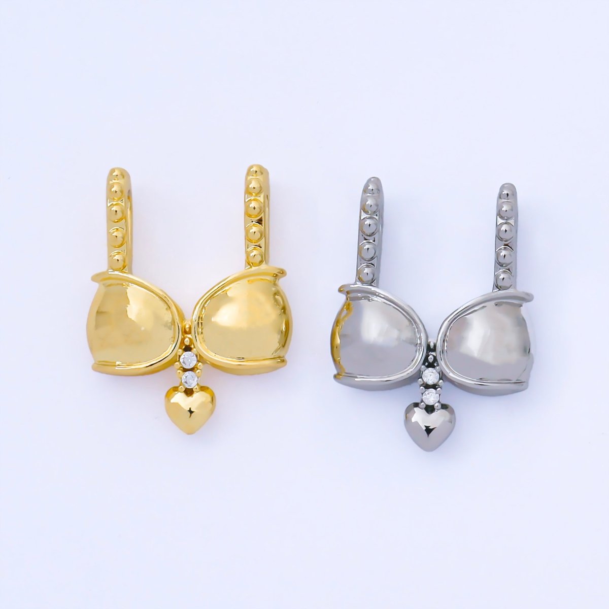 24K Gold Filled 21mm Beach Bra Bikini with Heart of Love Fashion Charm in Gold & Silver | AH - 530 - DLUXCA