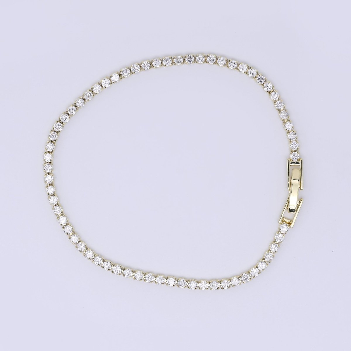 24K Gold Filled 2.1mm Green, Pink, Blue Round CZ 7 Inches Tennis Bracelet | WA - 3815 - WA - 3818 - DLUXCA