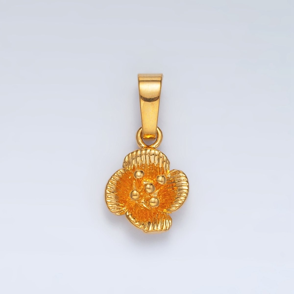 24K Gold Filled 21mm Line - Textured Flower Minimalist Pendant | AA1410 - DLUXCA