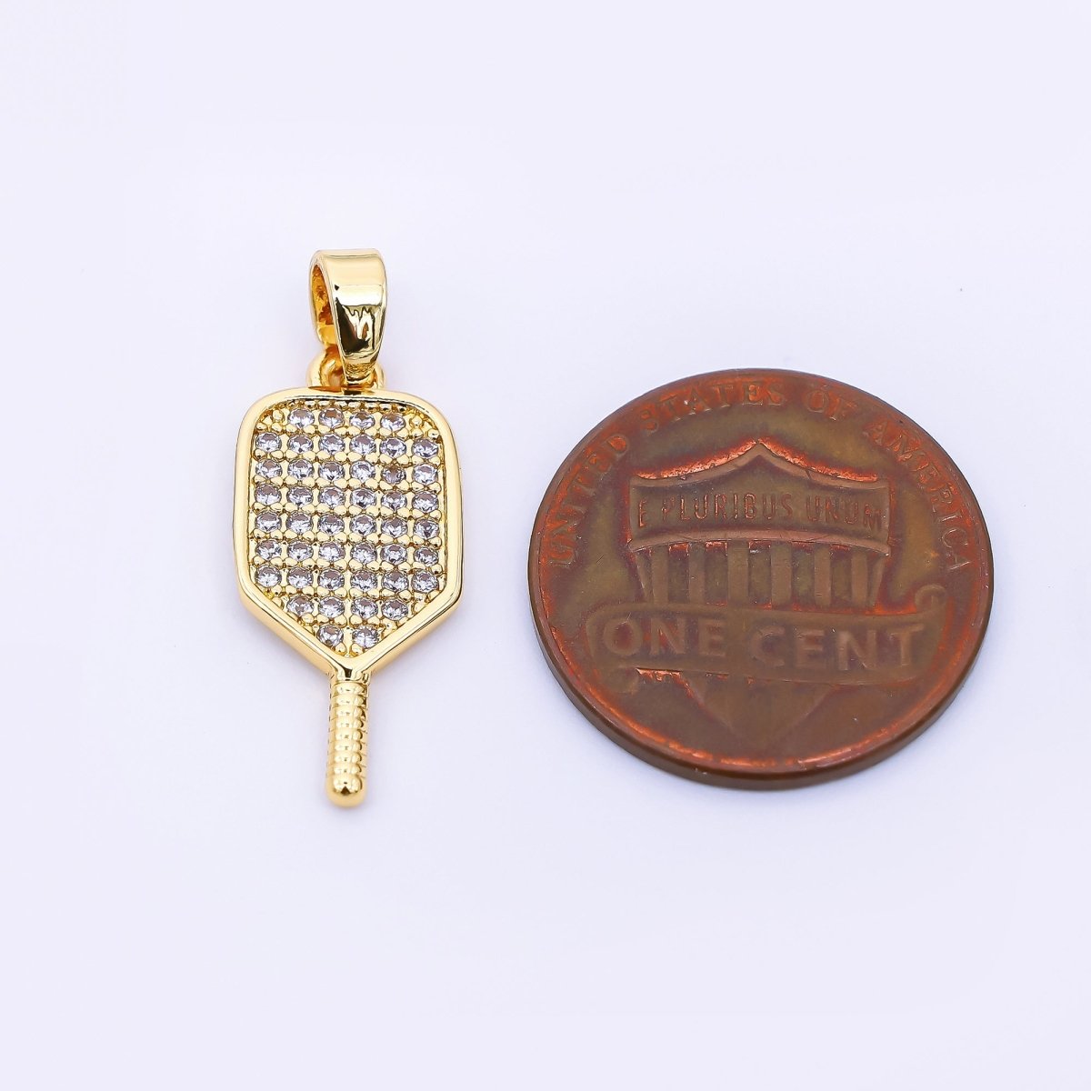 24K Gold Filled 21mm Micro Paved CZ Classic Paddle Charm | AH - 473 - DLUXCA