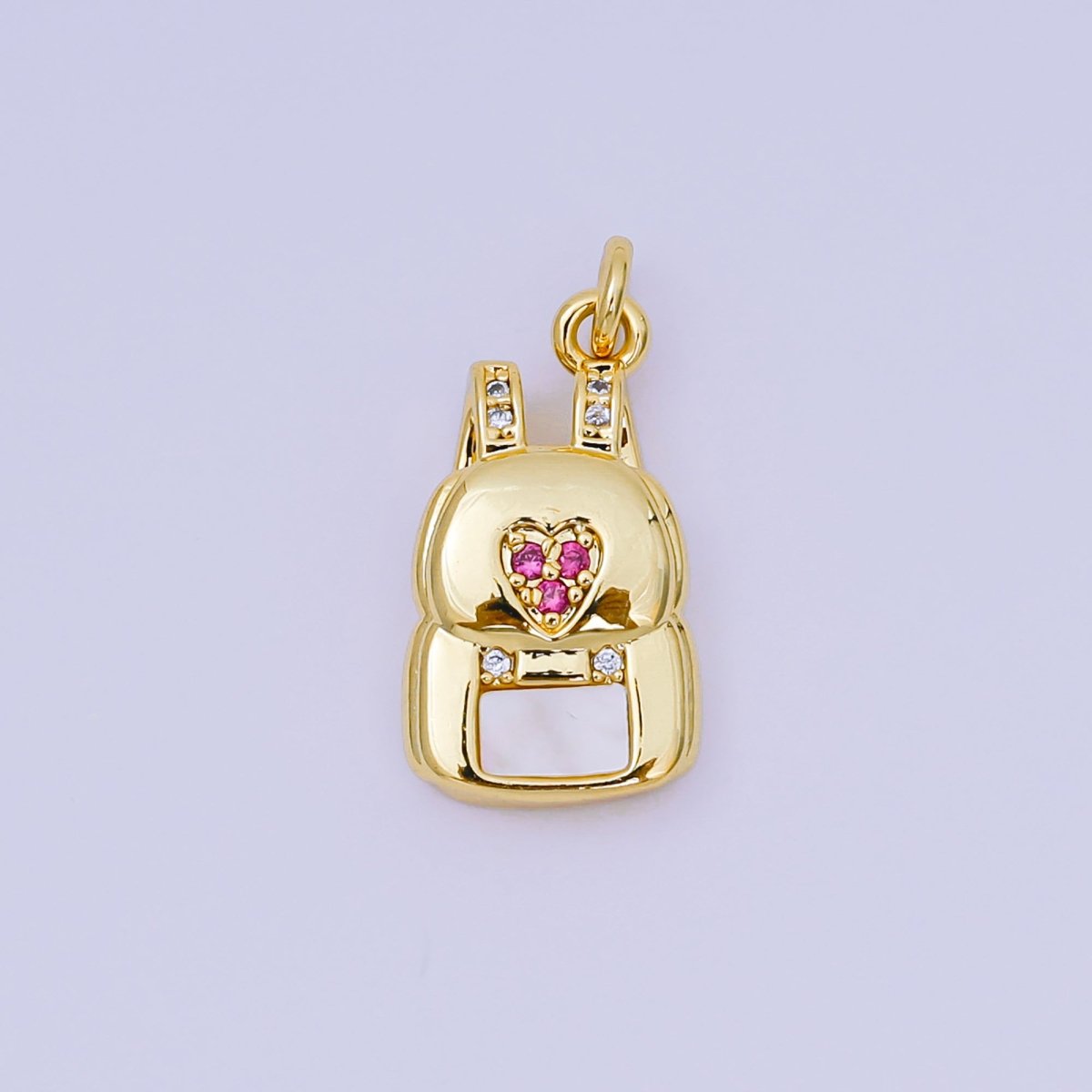 24K Gold Filled 21mm Micro Paved CZ Lovely Backpack Dainty Charm | AH - 569 - DLUXCA