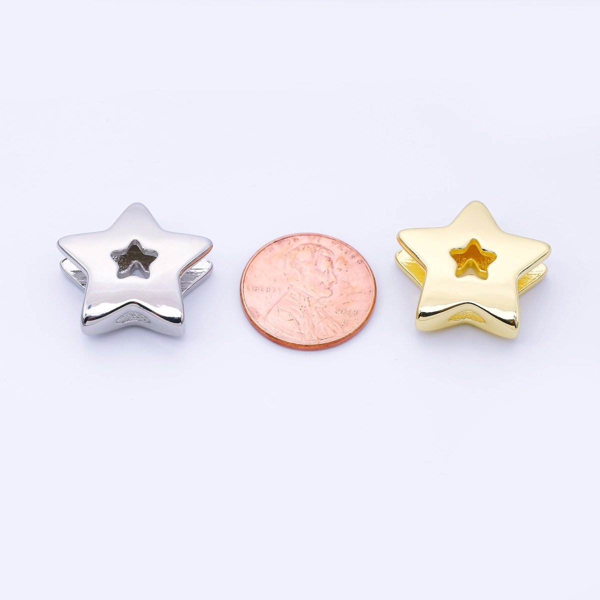 24K Gold Filled 21mm Minimalist Open Celestial Star Bead in Gold & Silver | B854 - DLUXCA