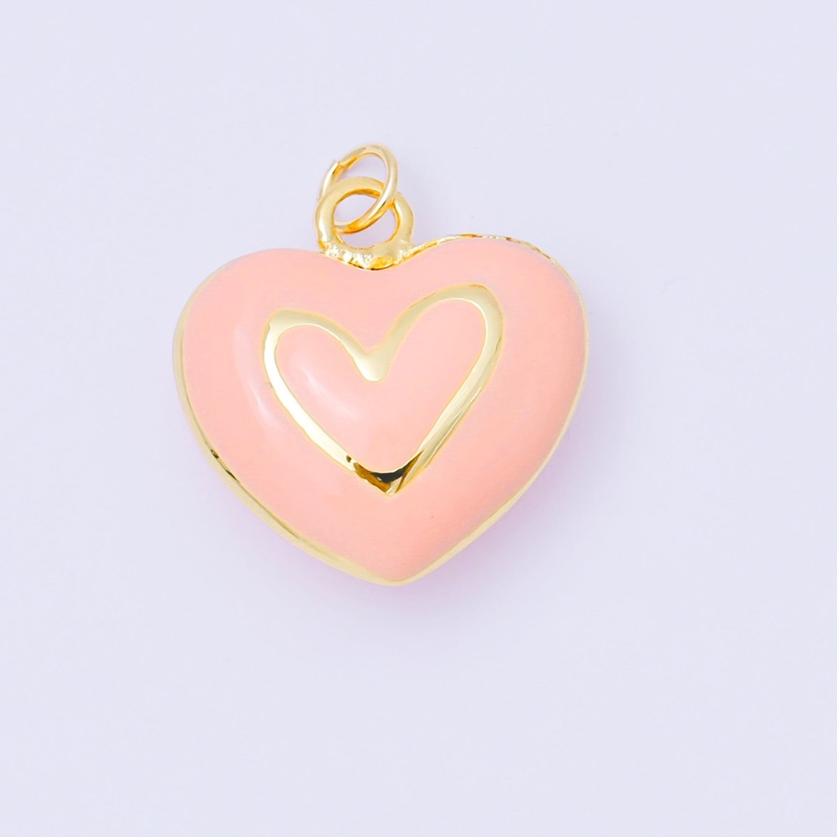 24K Gold Filled 21mm Pastel Color Enamel Heart Add - On Jewelry Charm | AC1621 - AC1623 - DLUXCA