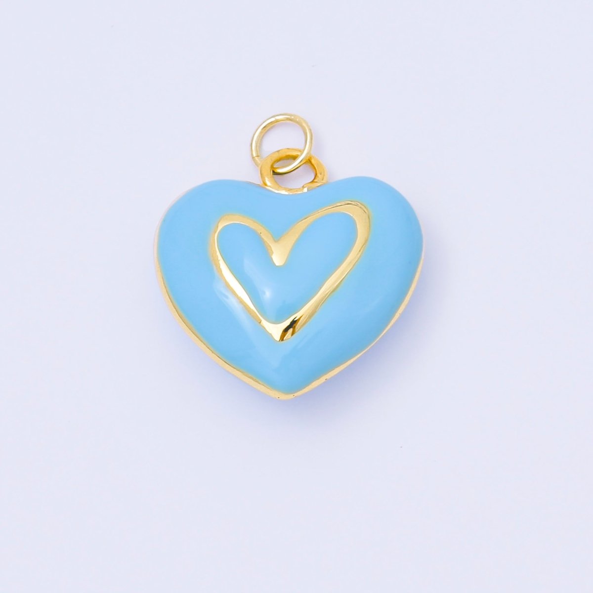 24K Gold Filled 21mm Pastel Color Enamel Heart Add - On Jewelry Charm | AC1621 - AC1623 - DLUXCA