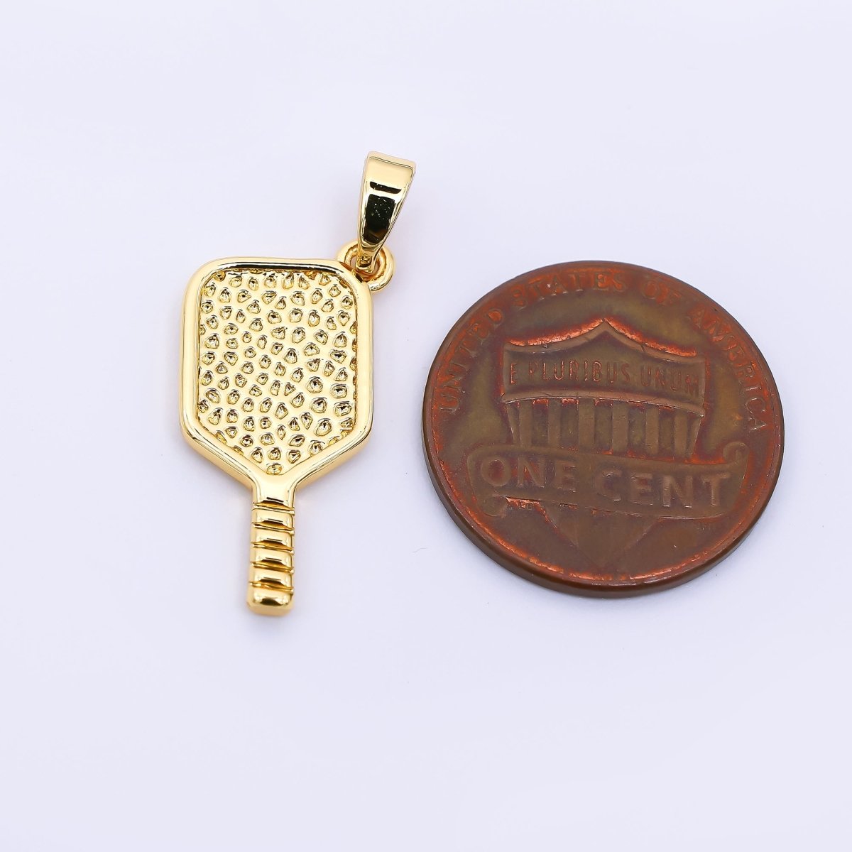 24K Gold Filled 21mm Pickleball Paddle Racket Charm | AH - 477 - DLUXCA