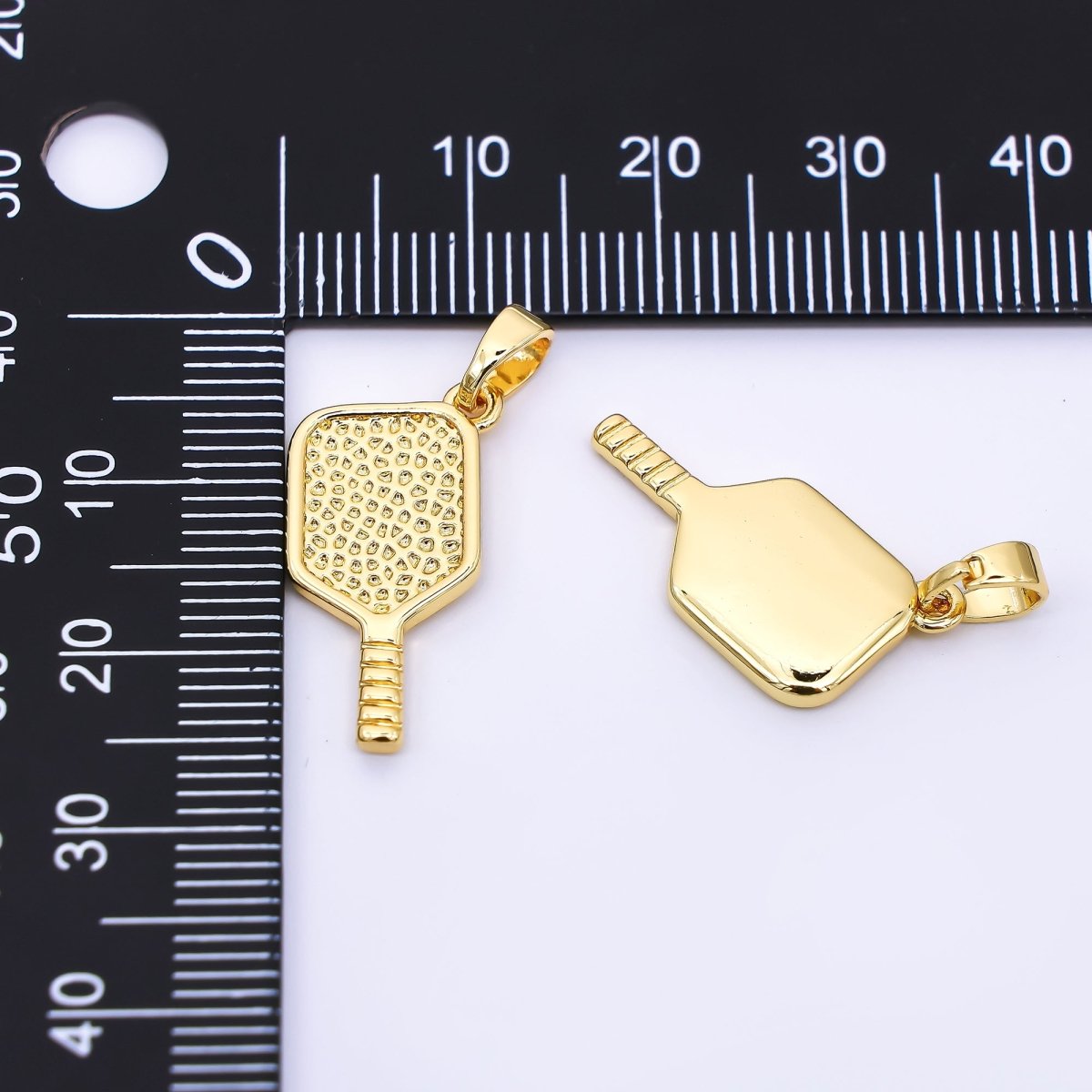 24K Gold Filled 21mm Pickleball Paddle Racket Charm | AH - 477 - DLUXCA