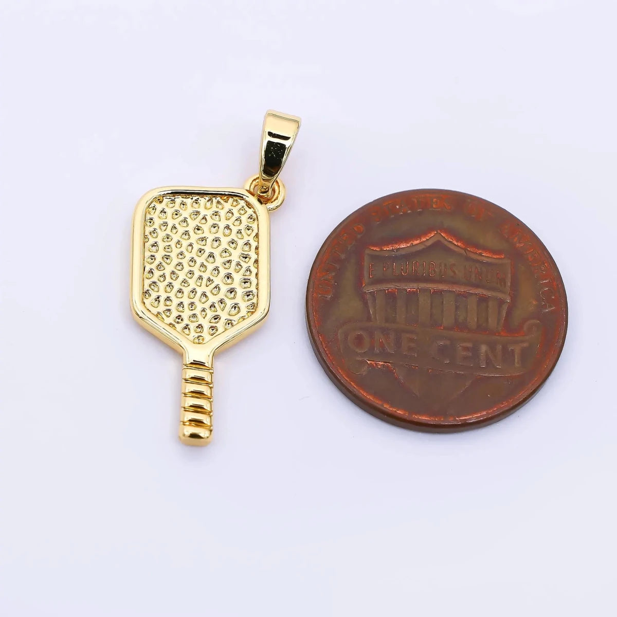 24K Gold Filled 21mm Pickleball Paddle Racket Sport Charm | AH - 477 - DLUXCA
