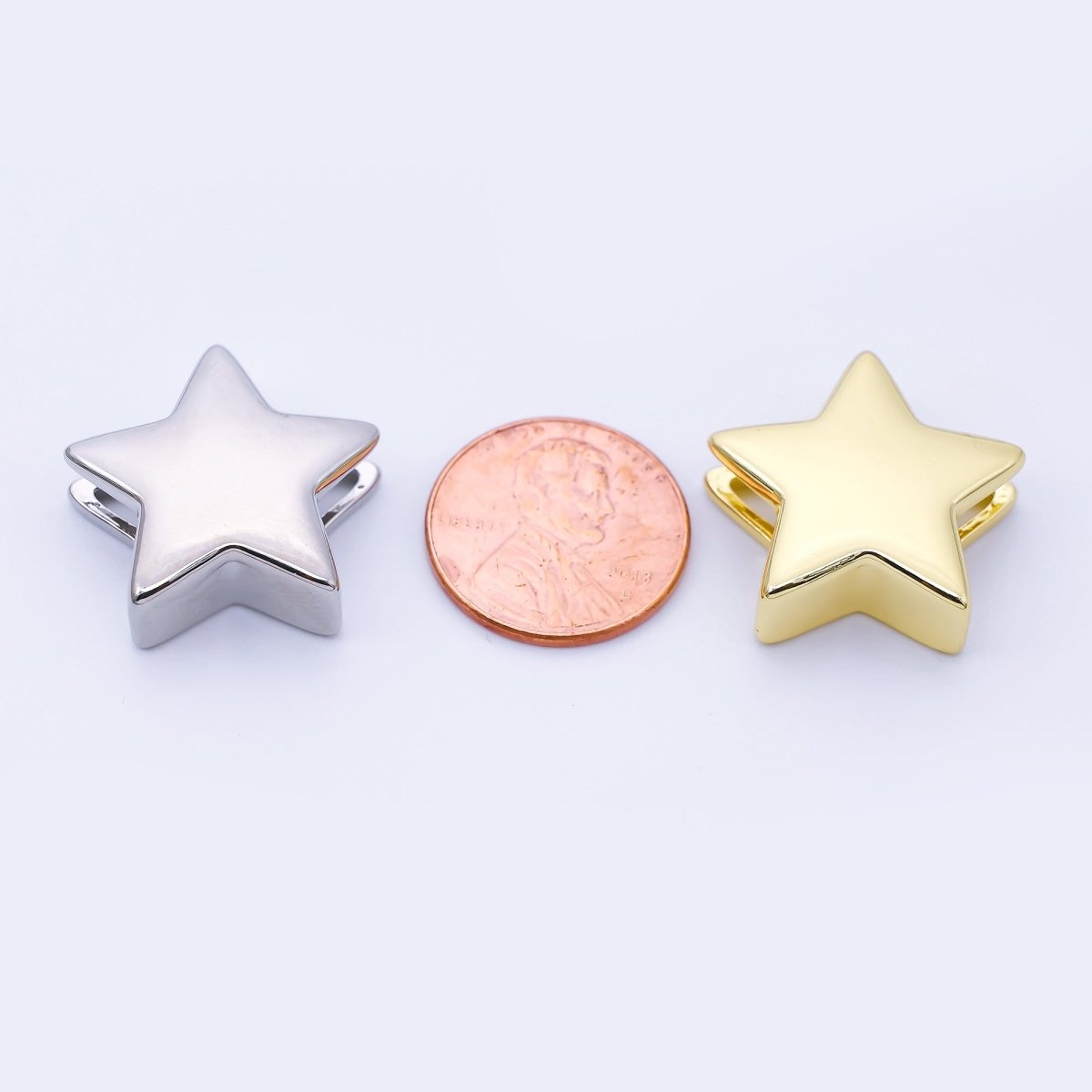 24K Gold Filled 22mm Celestial Star Minimalist Spacer Bead in Gold & Silver | B860 - DLUXCA