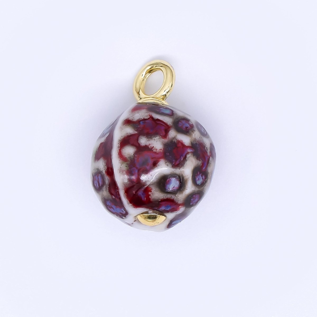 24K Gold Filled 22mm Ceramic Art Enchanted Round Orbs Charm | N - 1019 N - 1145 N - 1172 N - 1808 N - 1898 N - 1971 - DLUXCA