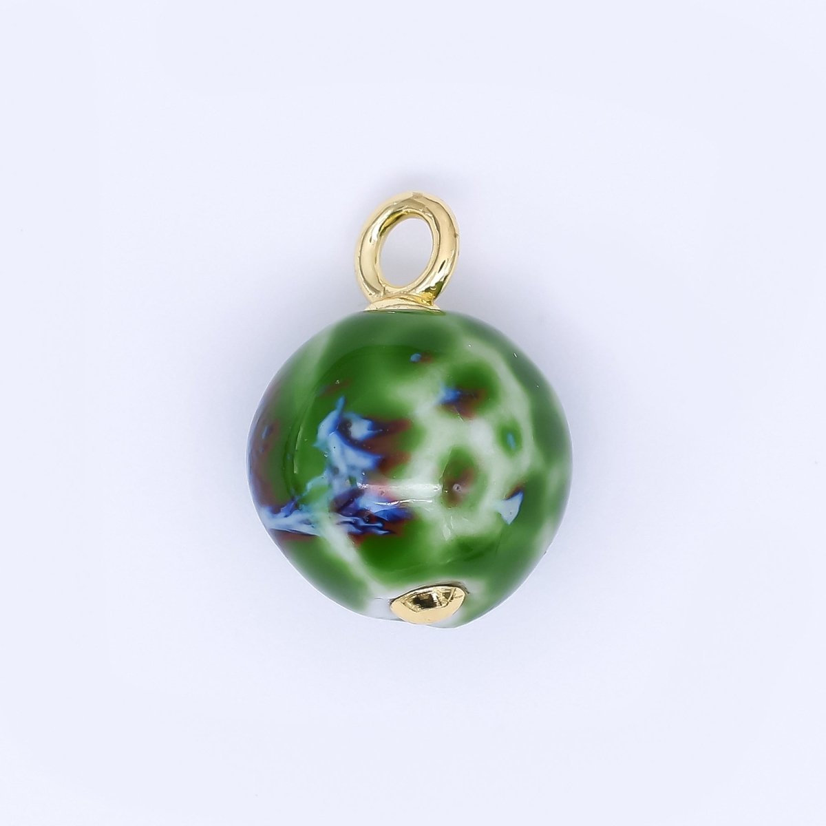 24K Gold Filled 22mm Ceramic Art Enchanted Round Orbs Charm | N - 1019 N - 1145 N - 1172 N - 1808 N - 1898 N - 1971 - DLUXCA