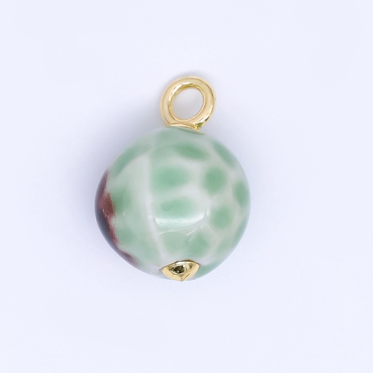 24K Gold Filled 22mm Ceramic Art Enchanted Round Orbs Charm | N - 1019 N - 1145 N - 1172 N - 1808 N - 1898 N - 1971 - DLUXCA
