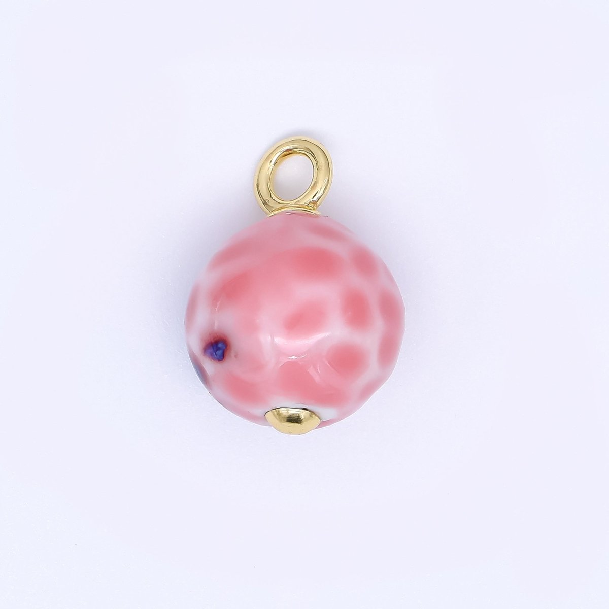 24K Gold Filled 22mm Ceramic Art Enchanted Round Orbs Charm | N - 1019 N - 1145 N - 1172 N - 1808 N - 1898 N - 1971 - DLUXCA