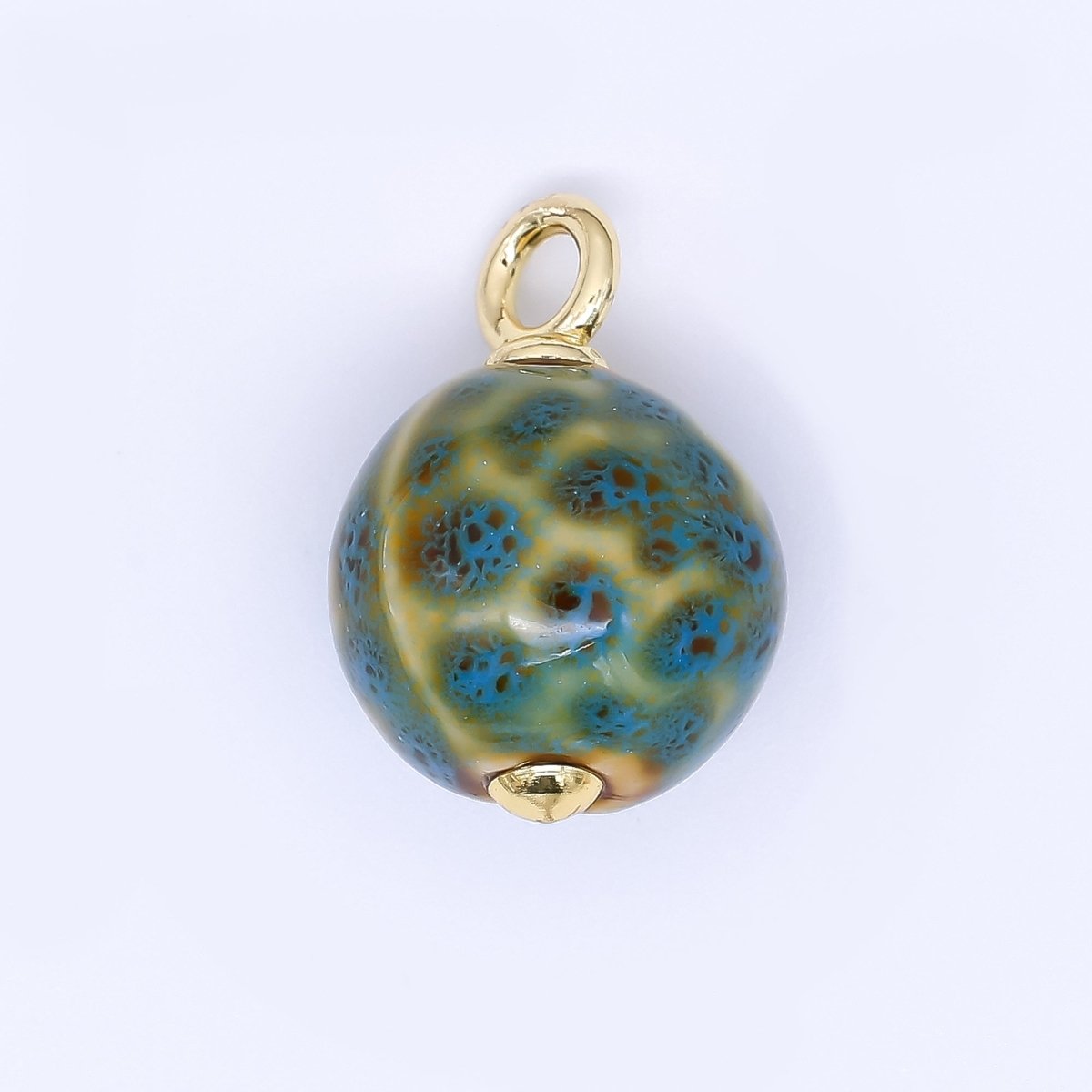 24K Gold Filled 22mm Ceramic Art Enchanted Round Orbs Charm | N - 1019 N - 1145 N - 1172 N - 1808 N - 1898 N - 1971 - DLUXCA