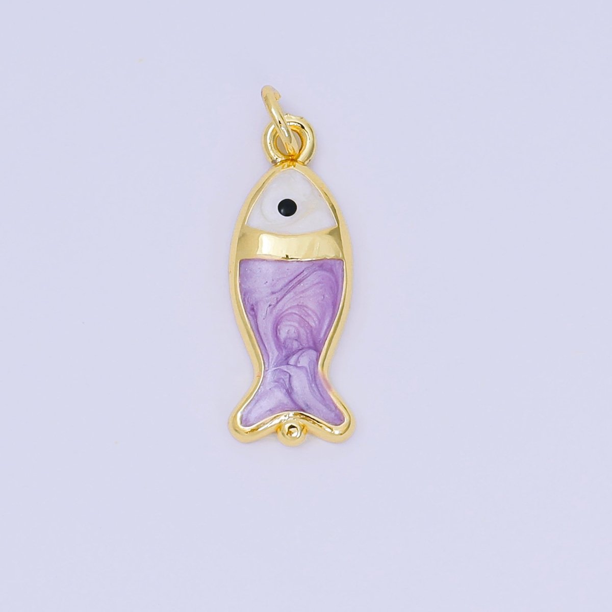 24K Gold Filled 22mm Enamel Pink Purple Blue Pastel Tiny Sea Fish Animal Charm | D - 367 D - 369 - DLUXCA