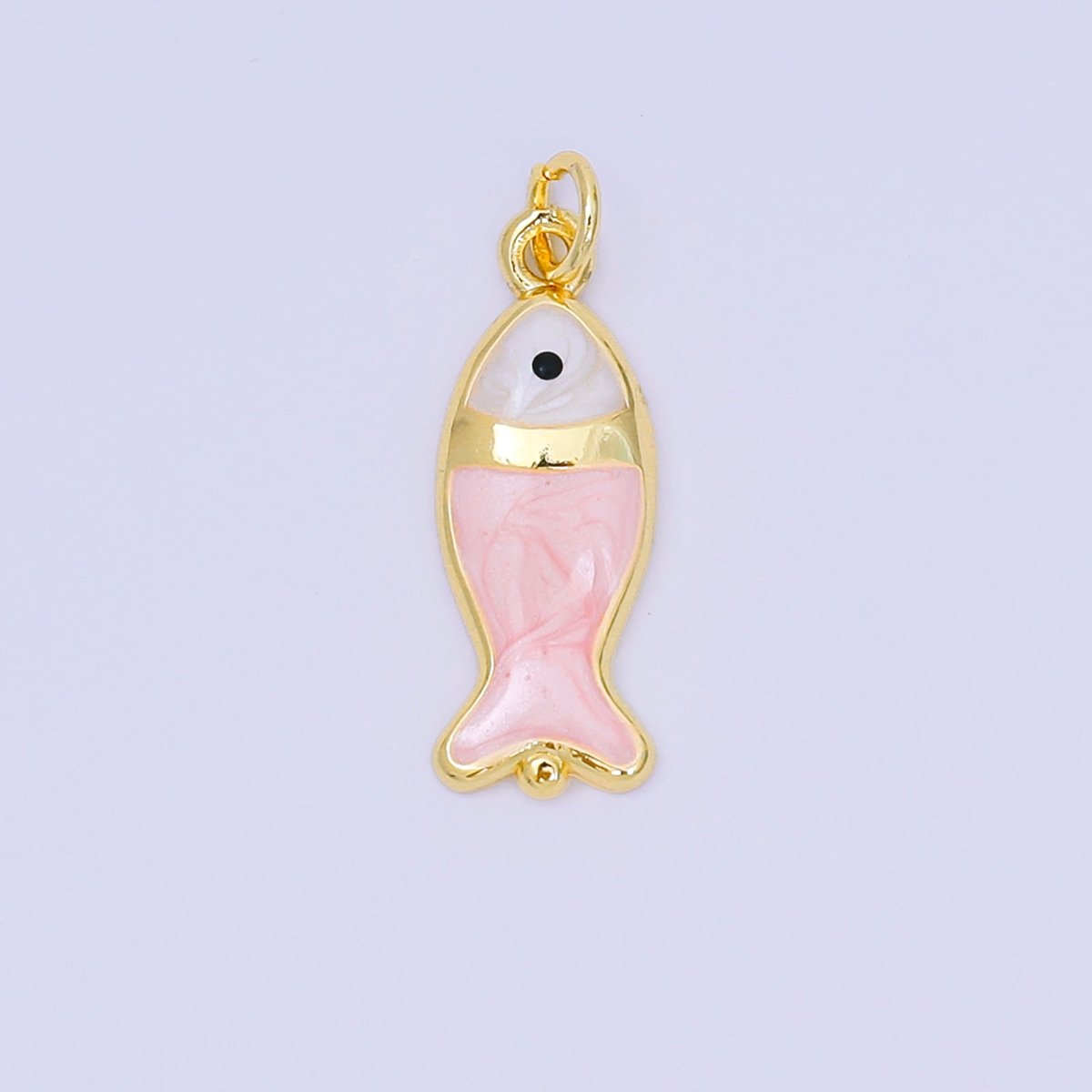 24K Gold Filled 22mm Enamel Pink Purple Blue Pastel Tiny Sea Fish Animal Charm | D - 367 D - 369 - DLUXCA