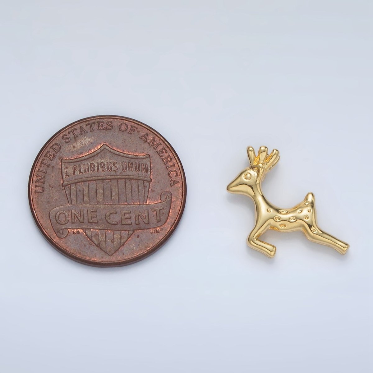 24K Gold Filled 22mm Leaping Dotted Reindeer Animal Charm | AC102 - DLUXCA