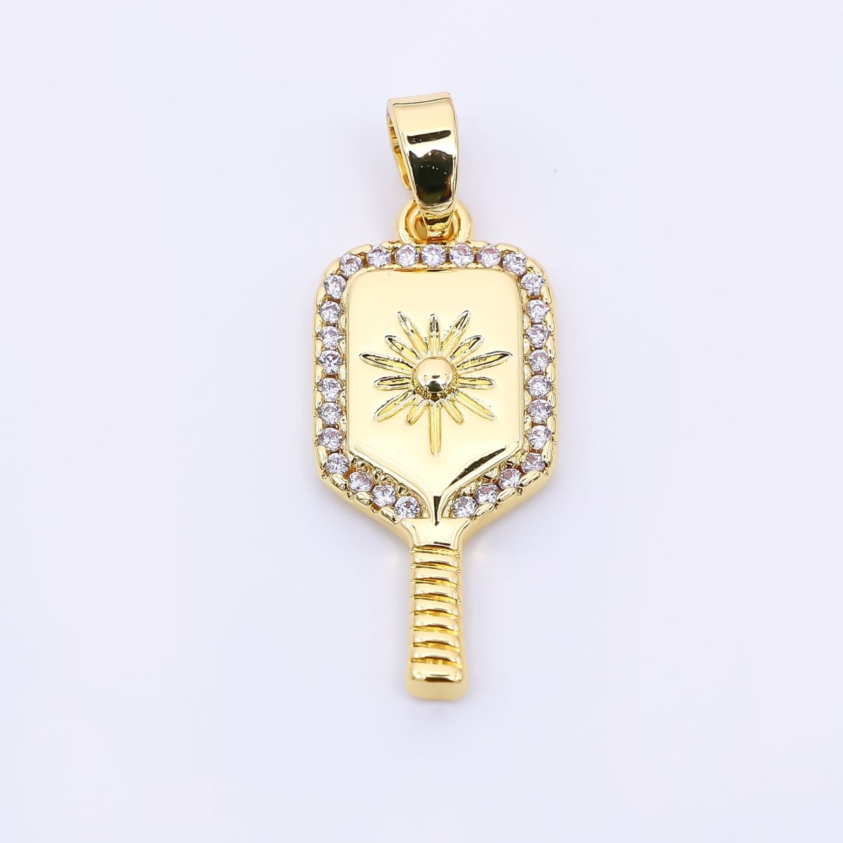 24K Gold Filled 22mm Micro Paved CZ Sun Paddle Sport Charm | AH - 474 - DLUXCA