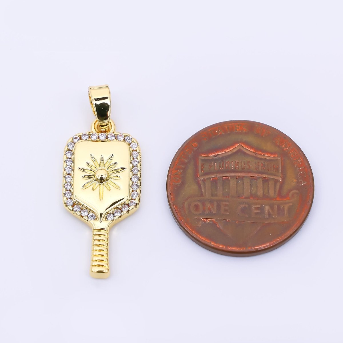 24K Gold Filled 22mm Micro Paved CZ Sun Paddle Sport Charm | AH - 474 - DLUXCA