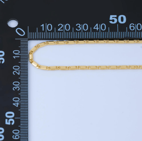 24K Gold Filled 2.2mm Minimalist Bar Unfinished Chain by Yard | ROLL - 1737 - DLUXCA