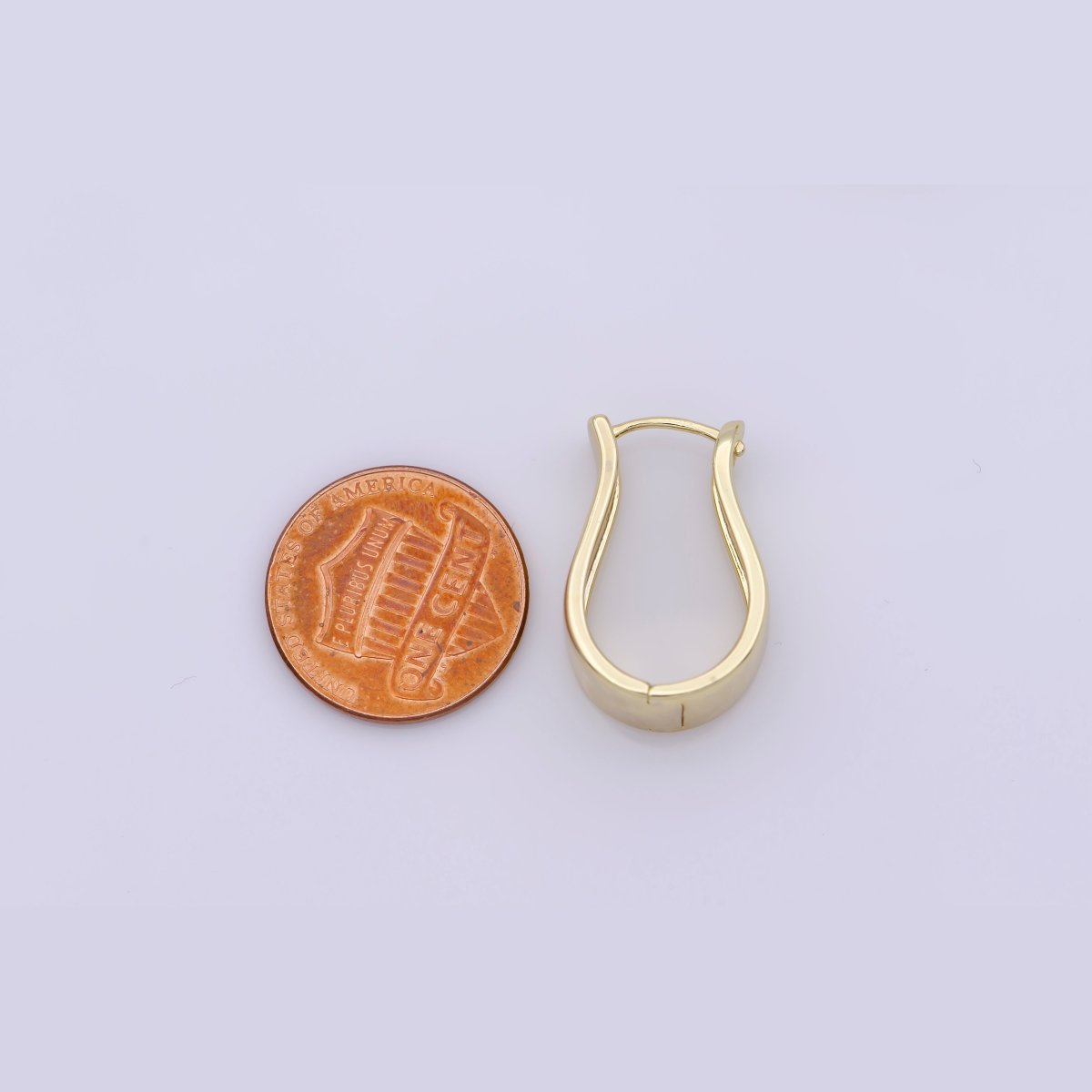 24K Gold Filled 23mm Curved Hoop Earrings | V451 - DLUXCA