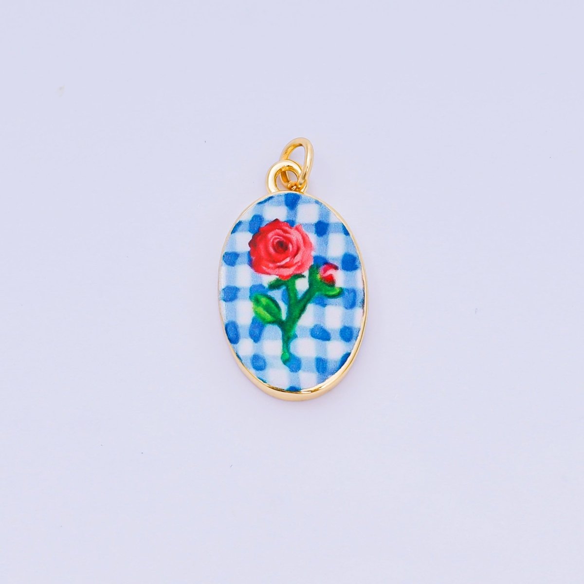 24K Gold Filled 23mm Enamel Art Oval Spring Holiday Charm in Flower, Butterfly, & Nature | AH - 544 AH - 545, AJ - 513, AJ - 514, AJ - 520, AJ - 522, AJ - 528 - AJ530, AJ - 532 - AJ - 535, AJ - 539 AJ - 540, AJ - 544 AJ - 545, AJ - 547 - DLUXCA