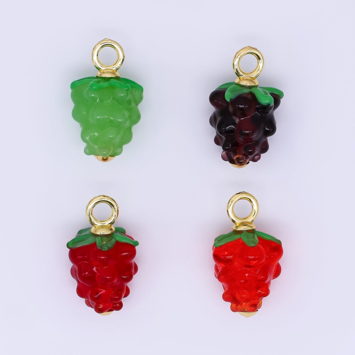 24K Gold Filled 23mm Glass Art Fresh Grape Fruit Charm | AH - 622 AH - 623 - DLUXCA