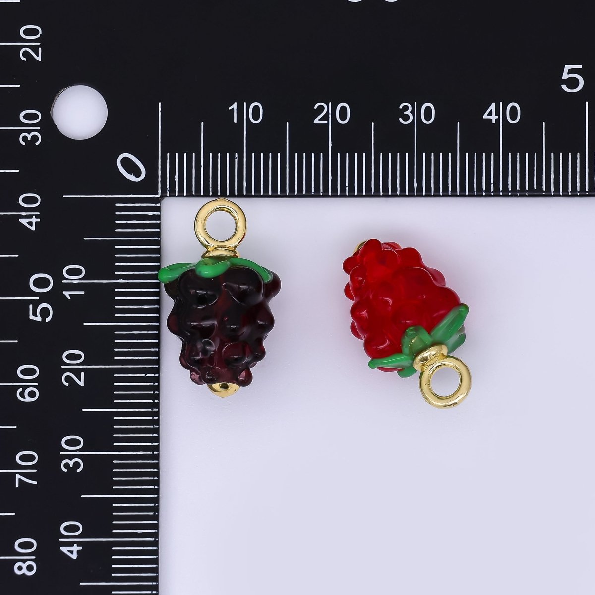 24K Gold Filled 23mm Glass Art Fresh Grape Fruit Charm | AH - 622 AH - 623 - DLUXCA