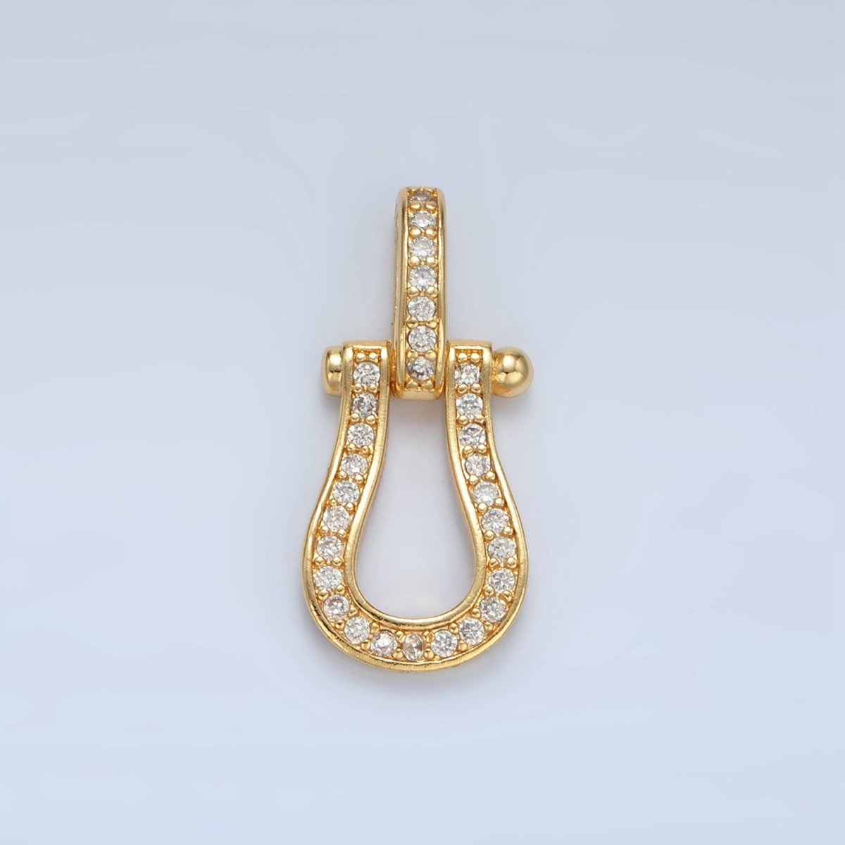 24K Gold Filled 23mm Micro Paved CZ Geometric Buckle Pendant | AA130 - DLUXCA