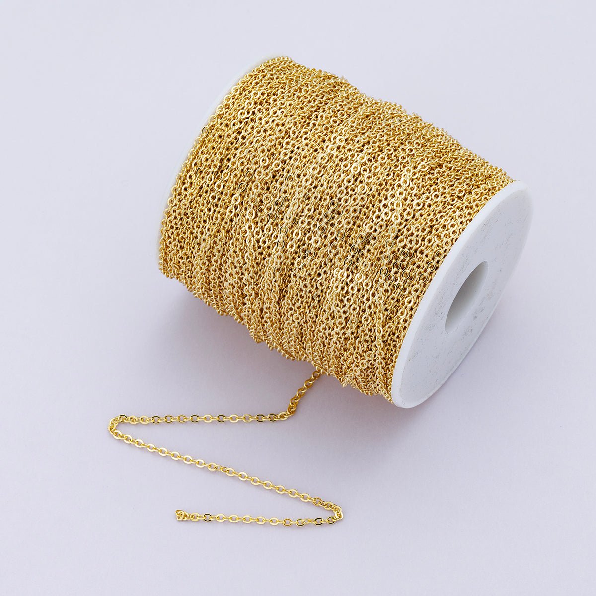 24K Gold Filled 2.3mm Minimalist Cable Unfinished Chain by Yard | Roll - 01864 - DLUXCA