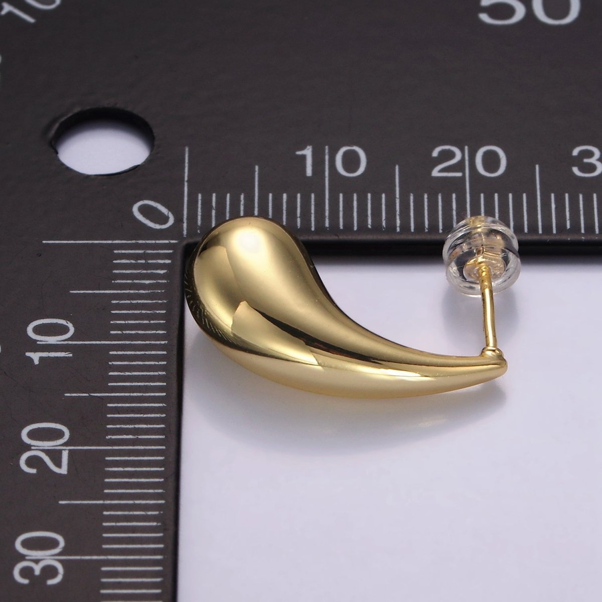 24K Gold Filled 23mm Minimalist Teardrop Stud Earrings | P512 - DLUXCA