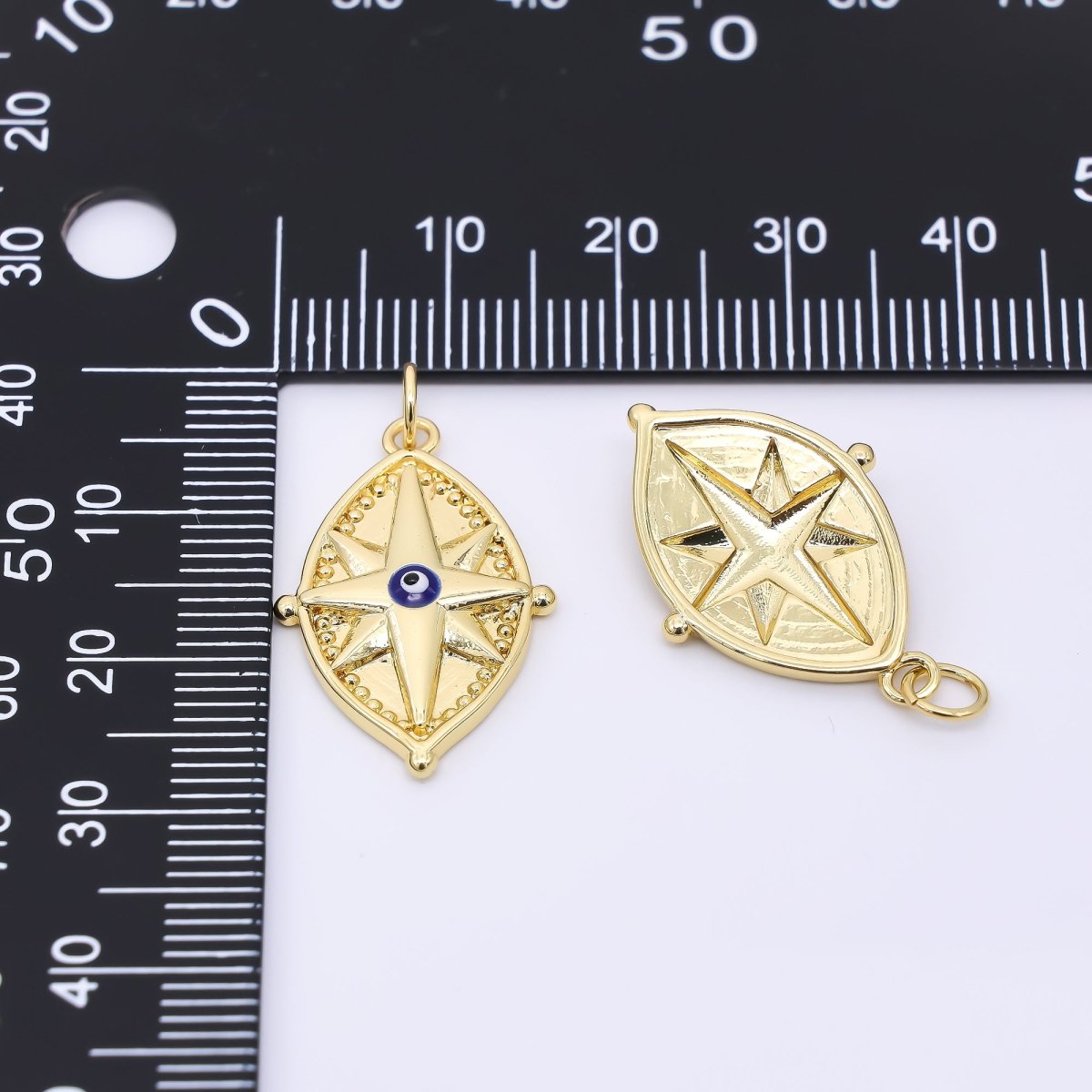 24K Gold Filled 24.5mm Celestial Northern Star Compass Charm | AC1606 - DLUXCA
