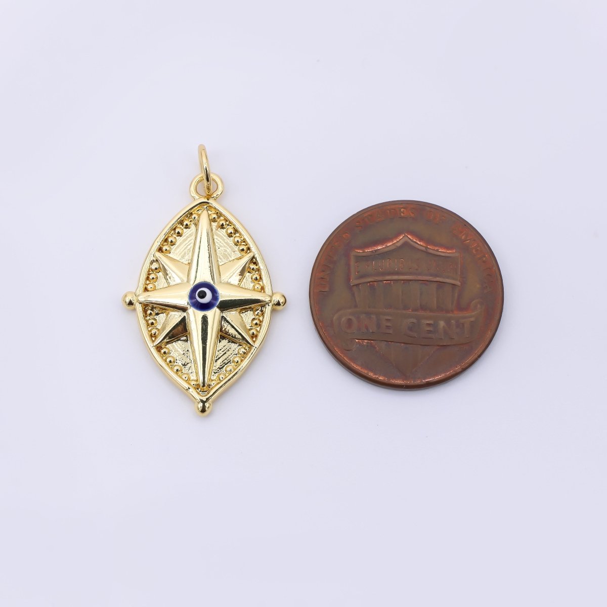 24K Gold Filled 24.5mm Celestial Northern Star Compass Charm | AC1606 - DLUXCA