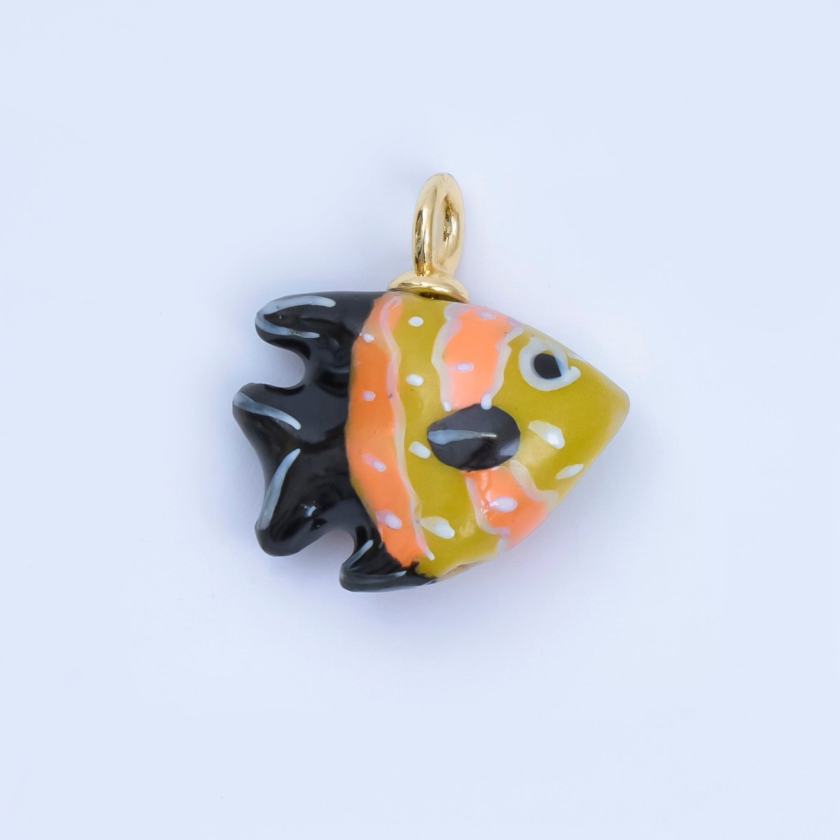 24K Gold Filled 24mm Yellow, Blue Ceramic Aquarium Fish Charm | AF1259 AF1260 - DLUXCA