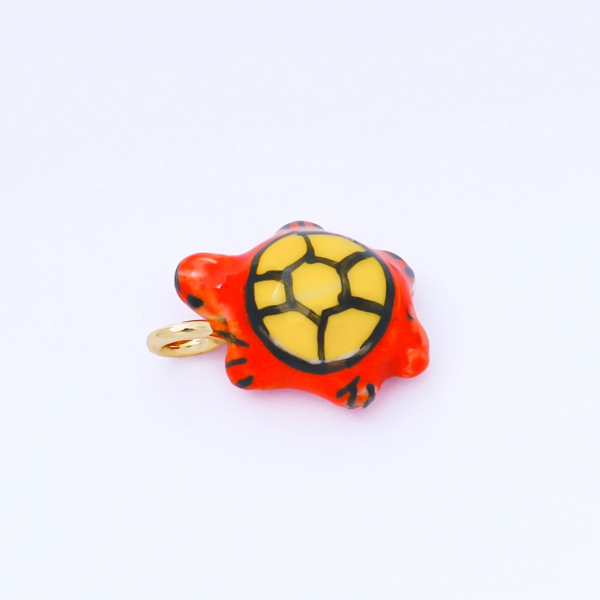 24K Gold Filled 25mm Blue, Red, Pink Sea Ceramic Turtle Animals Charm | AF1522 - AF1524 - DLUXCA