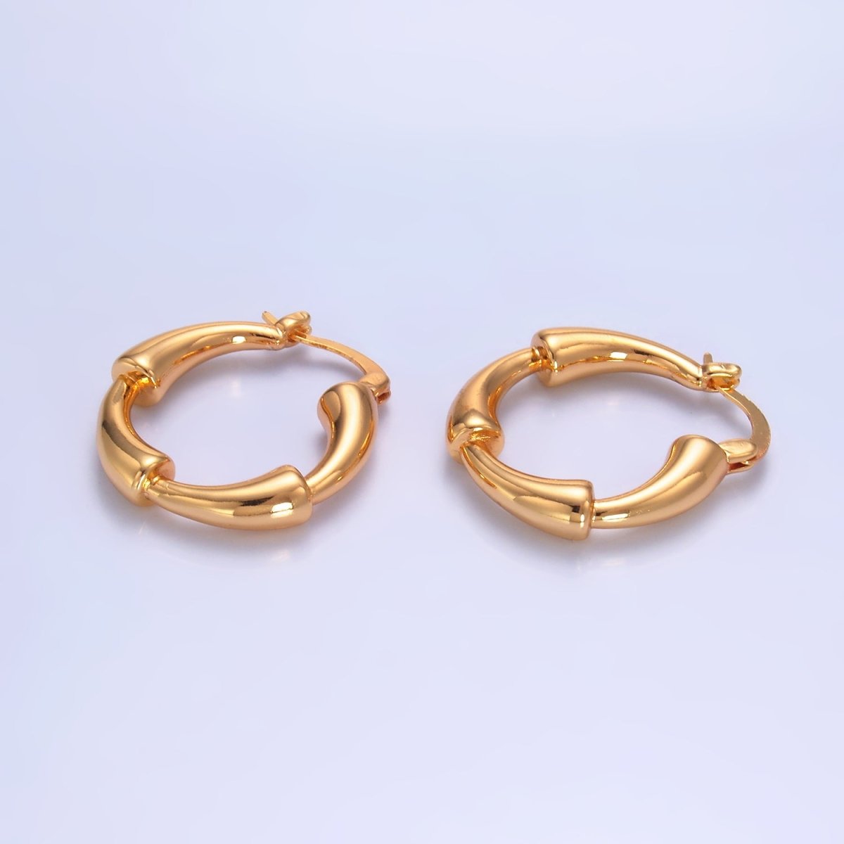 24K Gold Filled 25mm Geometric Band Latch Hoop Earrings | AB1469 - DLUXCA