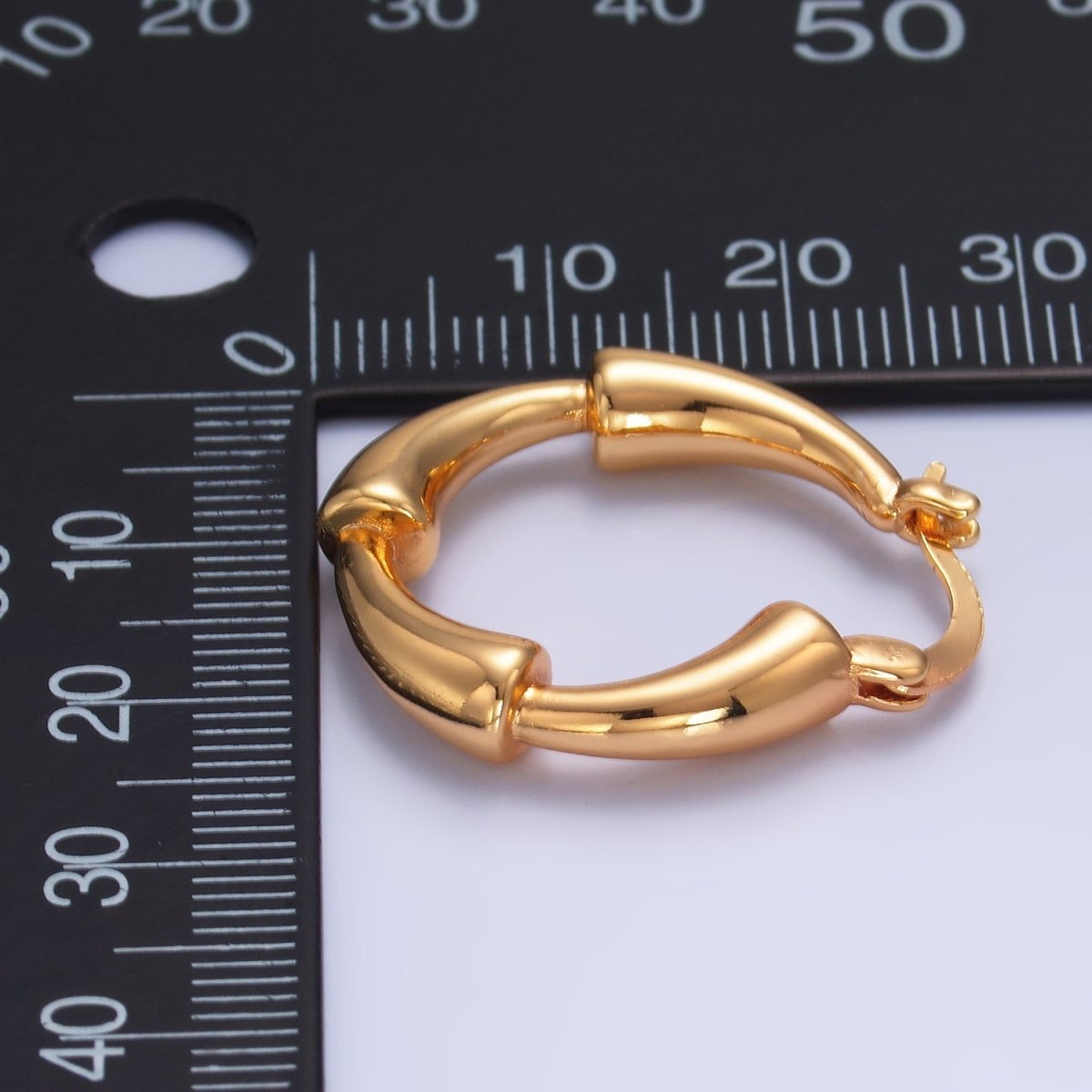 24K Gold Filled 25mm Geometric Band Latch Hoop Earrings | AB1469 - DLUXCA