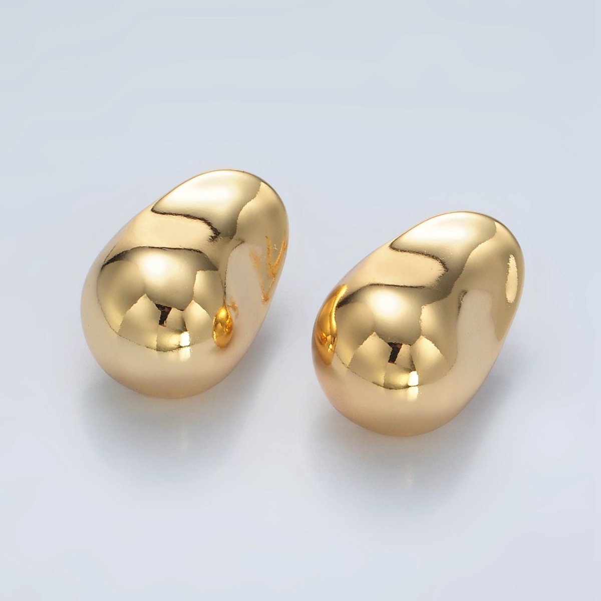 24K Gold Filled 25mm Hammered Dome J - Shaped Hoop Earrings in Gold & Silver | V071 V072 - DLUXCA